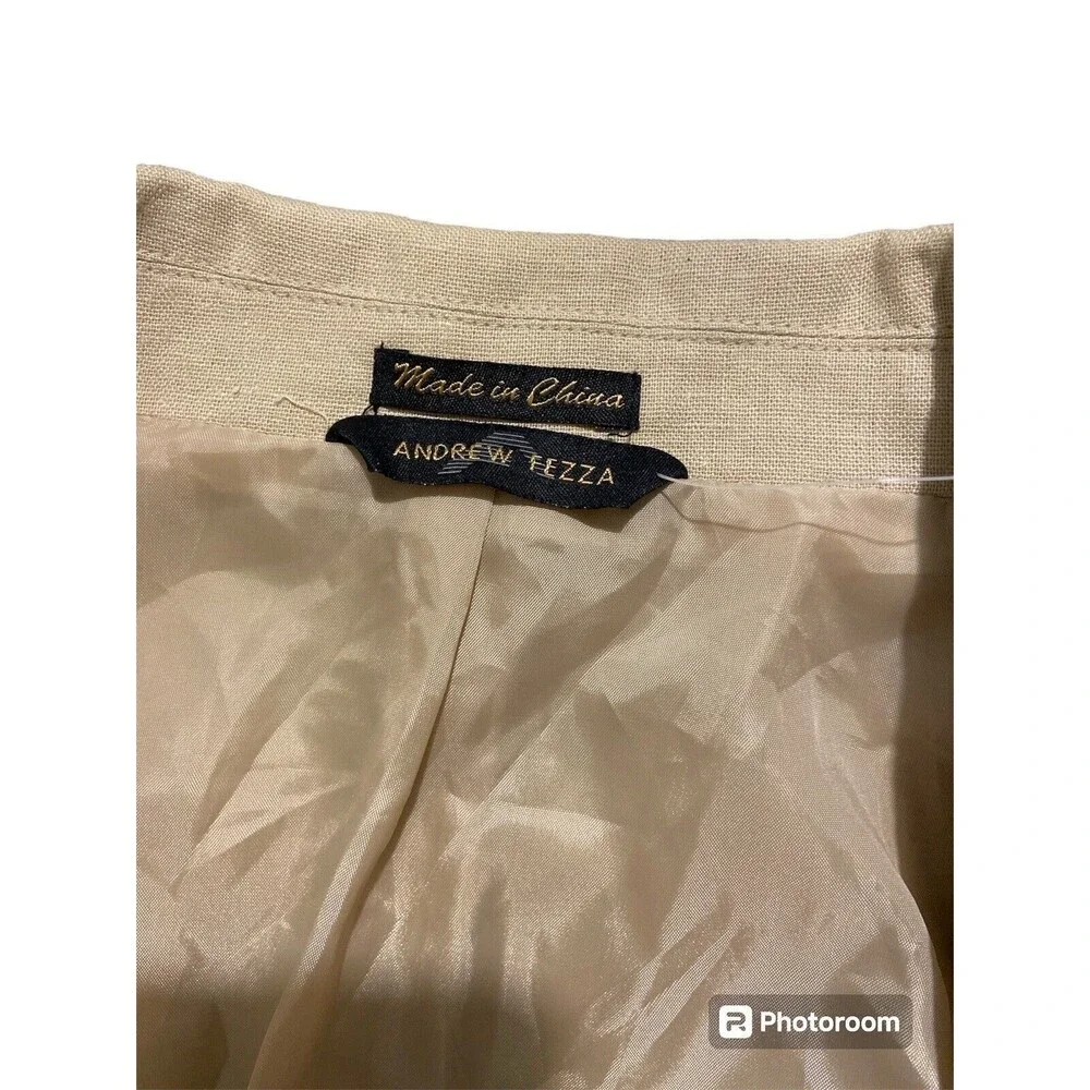 ANDREW FEZZA Men's 2XL Blazer‎ Beige Button Linen/Rayon New